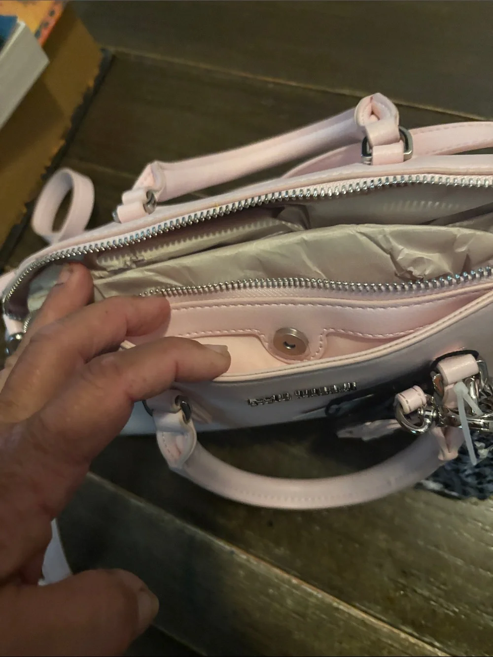 Steve Madden Pale Pink Satchel with Charm Accent